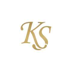 Initial letter KS, overlapping elegant monogram logo, luxury golden color