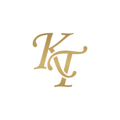 Initial letter KT, overlapping elegant monogram logo, luxury golden color