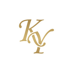 Initial letter KY, overlapping elegant monogram logo, luxury golden color