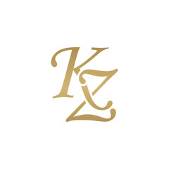 Initial letter KZ, overlapping elegant monogram logo, luxury golden color