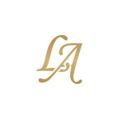 Initial letter LA, overlapping elegant monogram logo, luxury golden color