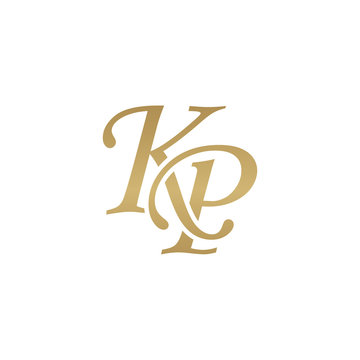 Initial letter KP, overlapping elegant monogram logo, luxury golden color