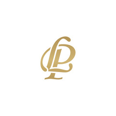 Initial letter LP, overlapping elegant monogram logo, luxury golden color
