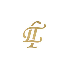 Initial letter LT, overlapping elegant monogram logo, luxury golden color