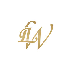 Initial letter LW, overlapping elegant monogram logo, luxury golden color