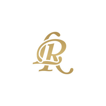Initial letter LR, overlapping elegant monogram logo, luxury golden color
