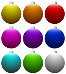 Vector set of glossy Christmas balls isolated on white background