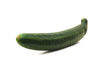 green cucumber on white background.