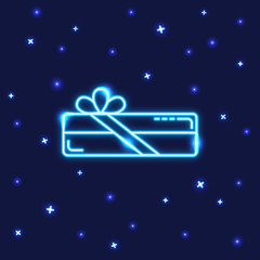 Neon rectangular gift box icon in line style