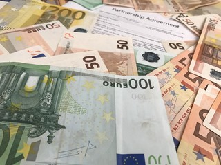 Euro banknotes on the table