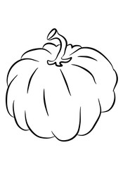 Vector illustration of a drawing of a pumpkin. Illustration for design, website, cards, Halloween and more.
A picture for coloring in a black outline.