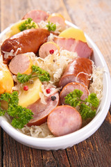 sauerkraut with sausage and potato