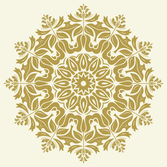 Elegant vector ornament in classic style. Abstract traditional round golden pattern with oriental elements. Classic vintage pattern