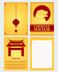 Set of Chinese New Year greeting card with Gong Xi Fa Cai text on the cover. Vector template