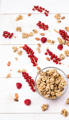 Granola glass bowl top view
