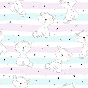 Cute cats colorful seamless pattern background © iryna_boiko