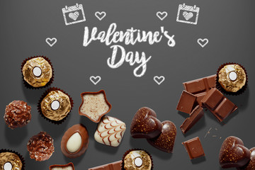 Fondo con chocolates para el día de San Valentín - 184540908