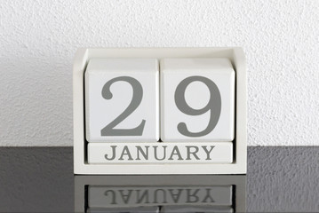 White block calendar present date 29 and month January