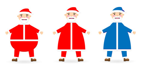 Collection of Christmas vector Santa Claus, St Nicholas. New Year Illustration.