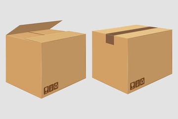 Cardboard Close Box. Side View. Package Design