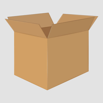 Cardboard Open Box. Side View. Package Design