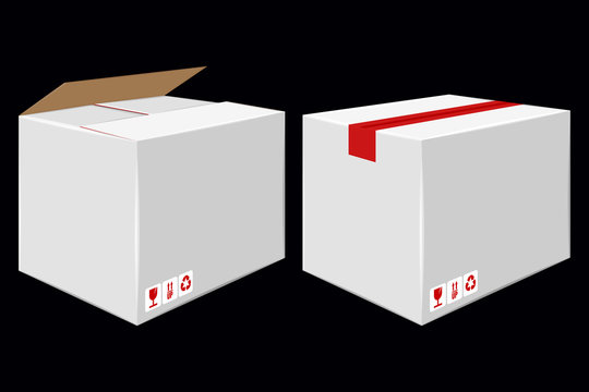 White Cardboard Close Box. Side View. Package Design