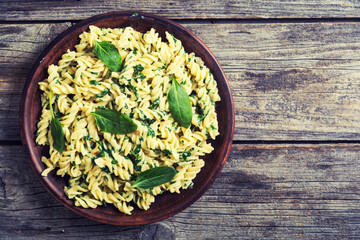 Pasta with baby spinach