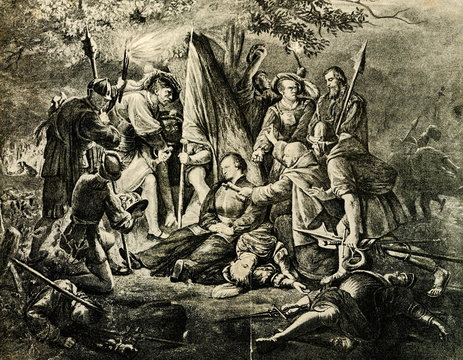 Zwingli's death at the Battle of Kappel, 11 October 1531(from Spamers Illustrierte Weltgeschichte, 1894, 5[1], 302, 303)