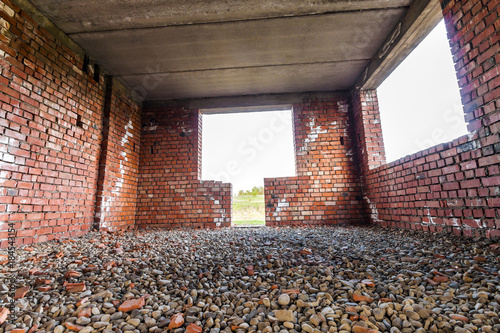 Interior Of An Old Building Under Construction Orange Brick