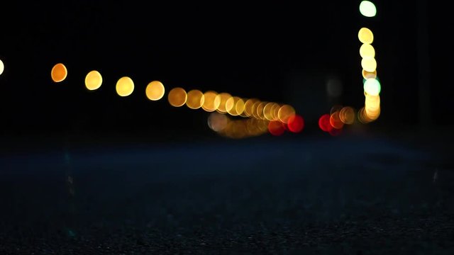 Abstract Background of Defocused Night Traffic Lights. Static Shot.