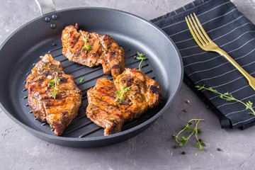 Grilled meat with thyme.