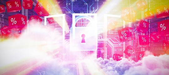 Composite image of digitally generated image of storm clouds 