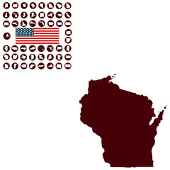 Map of the U.S. state of Wisconsin on a white background