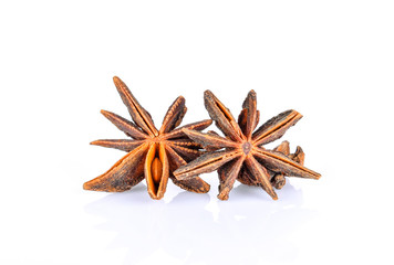Illicium verum on white background