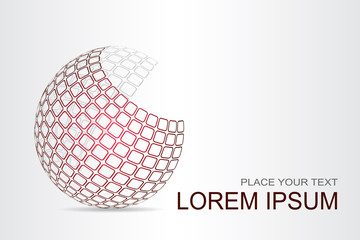 Logo stylized spherical surface with abstract shapes