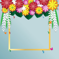 Flowers sale banner paper art concept.