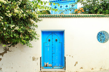 Traditional blue door  in Sidi Bou Said.