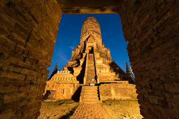 Wat Chaiwatthanaram at night, Ayutthaya Historical Park, Thailand