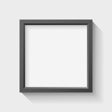 Realistic empty black frame on light background, border for your creative project, vector design object