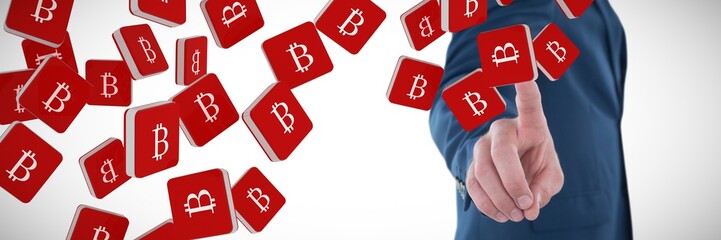 Composite image of mid section businessman using invisible