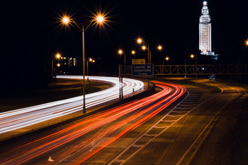 Light trails on the interstate in Baton Rouge