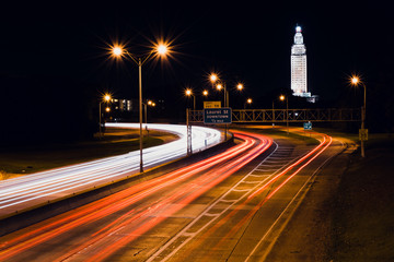 Light trails on the interstate in Baton Rouge