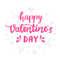 Happy Valentines Day typography poster with hand written lettering