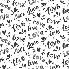 Seamless pattern with hand drawn Love lettering