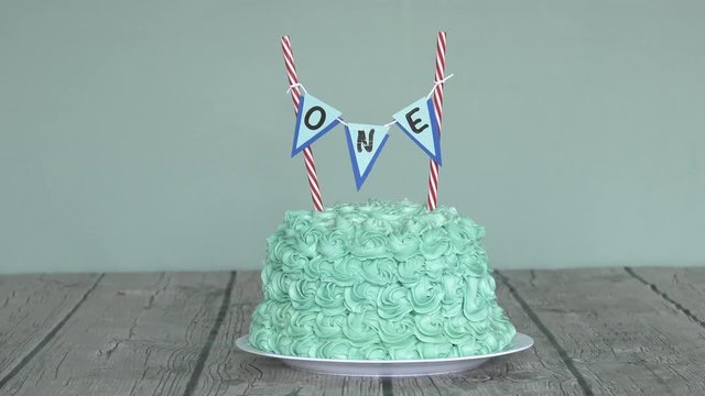 first birthday cake static view 4k