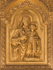 Fototapeta na wymiar LONDON, GREAT BRITAIN - SEPTEMBER 17, 2017: The Relief of St. Joseph in Westminster cathedral by Henry Charles Fehr (1867 - 1940)