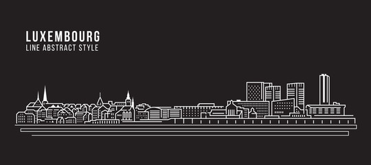 Cityscape Building Line art Vector Illustration design - Luxembourg city