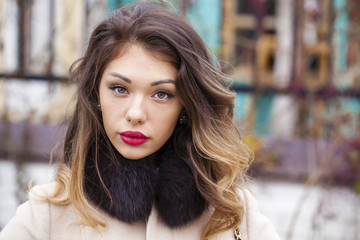 Obraz premium Portrait of beautiful young brunette woman