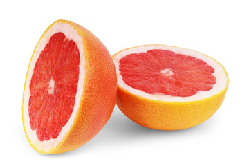 Naklejka na ściany i meble Grapefruit citrus fruit with half isolated on white with clipping path