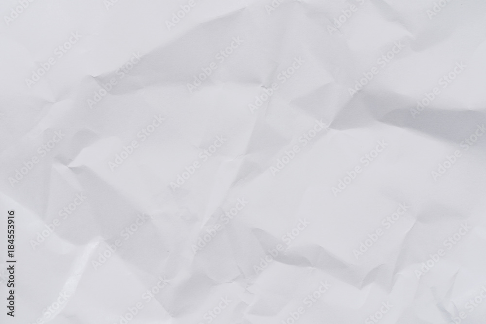 Wall mural White crumpled paper background and texture, Wrinkled creased paper white abstract